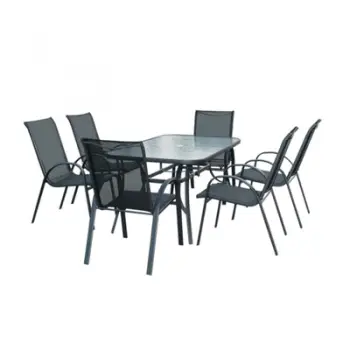 Set mobiliesh kopshti Heinner Fiesta, 7 pjesë, çelik dhe xham, i zi