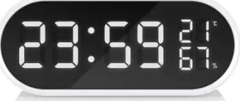 Ora me alarm Hyundai AC 331, ekran LED 36mm, matje temperature dhe lagështie, e bardhë