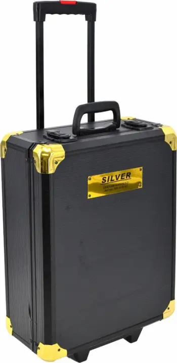 Set veglash Silver Schlüssel 419 pjesë, çelës momenti, kuti e zezë me rrota