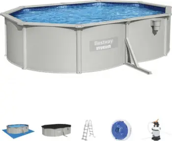 Pishinë Bestway Hydrium 56586, ovale 5 x 3.6 x 1.2 m, me filtër rëre, gri