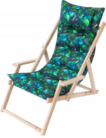 Karrige deckchair HOBBYGARDEN Marlena, dru pishe, jastëk 8 cm, blu