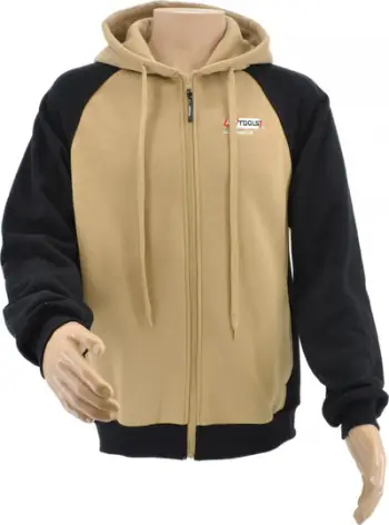 Bluzë me kapuç Work Full Zip T6, mbyllje me zinxhir, fleece, bezhë e zezë