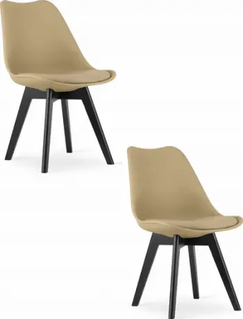 Karrige Chair Mark, set 2 copë, 61x40x50 cm, bezhë e errët me këmbë të zeza