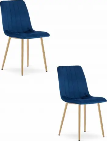 Set karrigesh LAVA Oskar, kadife navy blue, këmbë druri, 2 copë