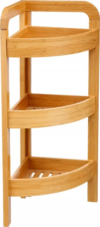 Raft këndor banjoje pa markë, 3 rafte, bambu natyral, kafe