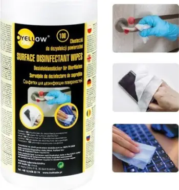 Peceta dezinfektuese Yellow One Surface Disinfection Wipes, 100 copë, pa alkool, të bardha