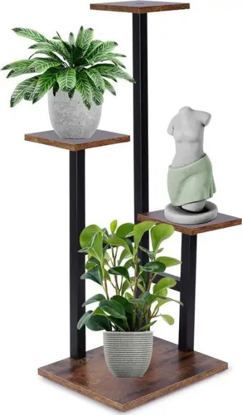 Stendë metalike për bimë Plant Stand, 4 nivele, 84 cm, e zezë