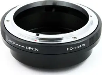 Adapter objektivi Pixco, OLYMPUS PANASONIC Micro 4/3 në CANON FD, metalik, i zi