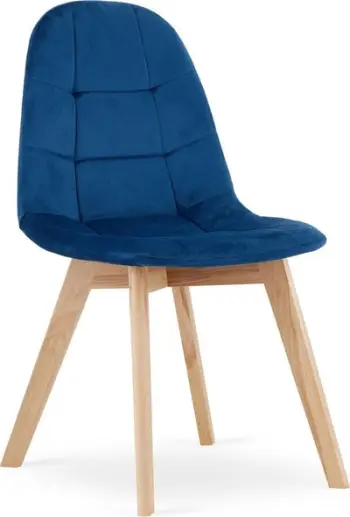 Karrige Oskar Bora I, velour, këmbë dru ahu, blu