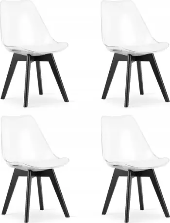 Set karrigesh OSKAR MARK, transparente, këmbë druri ahu të zeza, 4 copë