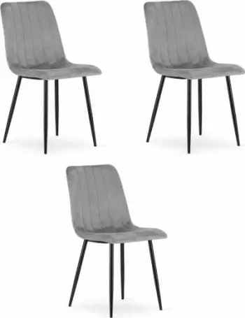 Set karrigesh Elegant Table Ergonomic, 3 copë, kadife, gri