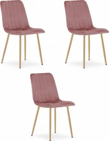 Set karrigesh LAVA, 3 copë, velur rozë, këmbë ngjyrë druri