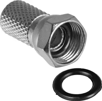 Konektor F plug për kabllo koaksiale 6.8mm, me gasket, metalik, argjendtë