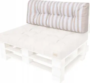 Jastëk i madh shpine për divan paletash Hobbygarden Leo, 120x40 cm, pëlhurë rezistente, ngjyrë ecru me vija