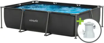 Pishinë kornizë VirtuFit 300x210x66 cm, me pompë filtruese, gri e errët