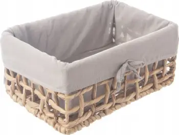 Shportë organizuese Orion Storage Basket Natural, 30.5x20.5x15 cm, me mbulesë stofi gri
