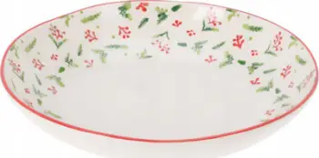 Pjatë e thellë qeramike Home Styling Collection, 30cm, motiv Krishtlindjesh, shumëngjyrëshe