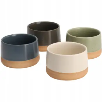 Set pjata stoneware ceramic, 4 pjesë, ngjyrë neutrale