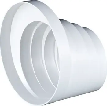 Reduktor rrumbullak për ventilim, diametër 150mm në 125/120/110/100mm, i bardhë