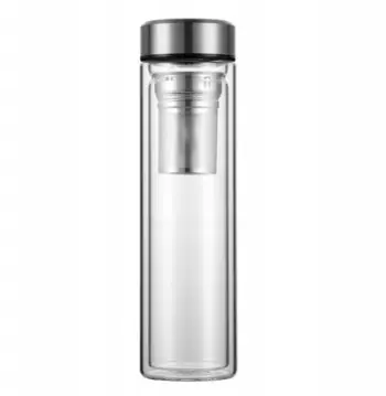Shishe termike qelqi Kamille KM-9021, me filter inox, 450ml, transparente
