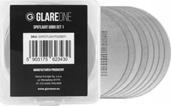 Set gobo çeliku GlareOne Spotlight Gobo Set 1, 8 copë, diametër 66mm, shumëngjyrësh