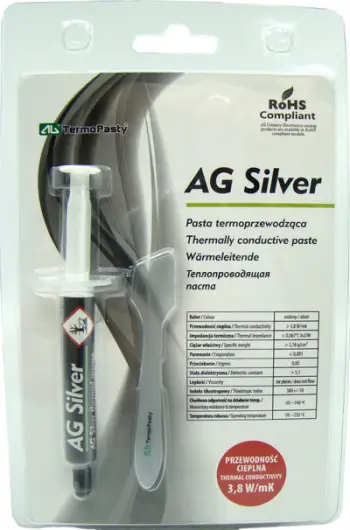 Pasta termike TermoPasty AG Silver, 3g, përçueshmëri 3.8 W/mK, argjend