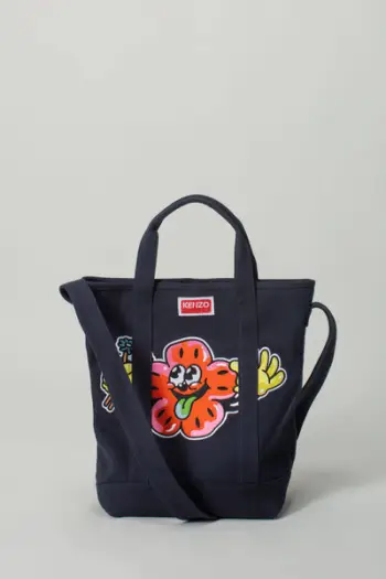 Çantë shpatulle Kenzo Large Broke Boy, me print grafik, rrip i rregullueshëm, blu navy