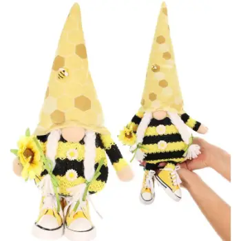Figurinë dekorative Saska Gift Gnome Bee, 25cm, pranverë Pashkë, verdhë e zezë