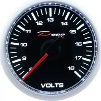 Voltmetër makine Depo Racing CSM 52mm, matës voltazhi, i bardhë