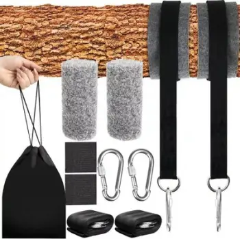 Set montimi hamaku Trizand, 2 rripa me karabinerë, deri 150kg, i zi