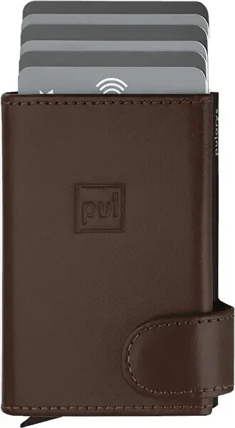 Portofol Pularys Oxford Mini Wallet, mbajtës kartelash, RFID, lëkurë italiane, i zi