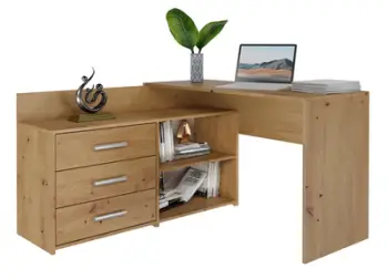 Tavolinë këndi zyre Dany Artisan, me 3 sirtarë, me rafte, dru artisan oak
