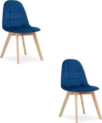 Set karrigesh BORA, 2 copë, kadife navy blue, këmbë druri fagu
