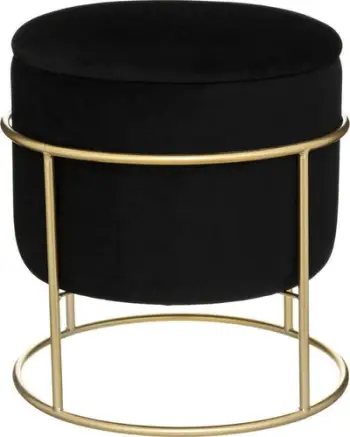 Tabure me hapësirë ruajtjeje Ac-déco Eliane, velvet, D 42 x H 44 cm, i zi