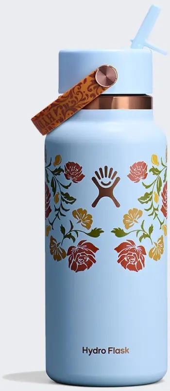 Shishe termo Hydro Flask Wide Mouth 32oz, me kapak me pipëz, Western Light Blue