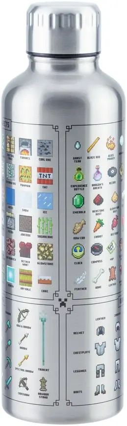 Shishe uji Paladone Minecraft, metal, 470ml, argjendtë