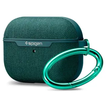 Mbulesë Spigen Urban Fit për AirPods Pro, me varëse çelësash, material tekstili, jeshile e errët