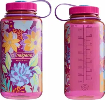Shishe uji Nalgene Psychedelic Botanical, 1L, grykë e gjerë, rozë shumëngjyrëshe