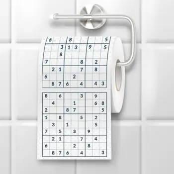 Letër higjienike Sudoku Toilet Paper, me puzzle Sudoku, e bardhë
