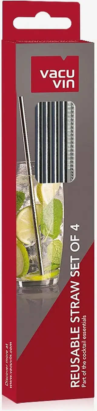Kallama çeliku inox Reusable Straws, set 4 copë, me furçë pastrimi, shumëngjyrëshe