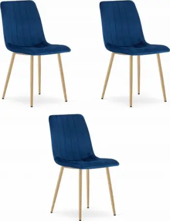 Karrige OSKAR LAVA, kadife, 86x45x55cm, navy blue, set 3 copë