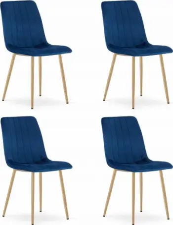 Set karrigesh ngrënie LAVA, set 4 copë, metal pamje druri, kadife, blu e errët