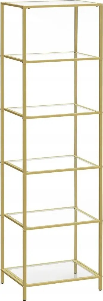Vitrinë Display Cabinet Classic, rafte xhami, këmbë të rregullueshme, ngjyrë ari