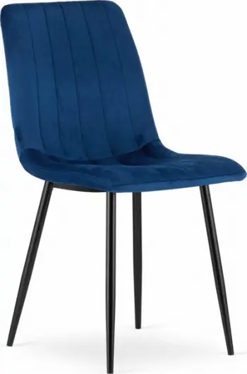 Karrige skandinave LAVA Loft, kadife, këmbë metalike, navy blue