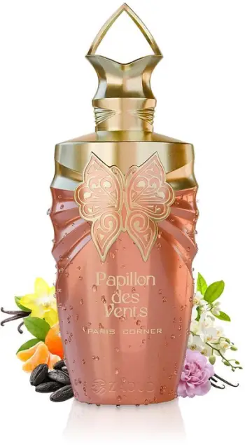 Parfum për gra Paris Corner Papillon Des Vents EDP, 100ml, aromë frutash dhe lulesh, rozë ari