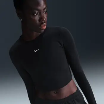 Bluzë e shkurtër Nike Sportswear Chill Knit për femra, me mëngë të gjata, e zezë
