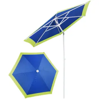 Çadër plazhi Royokamp Garden Beach, 200 cm, me pjerrësi, blu jeshile