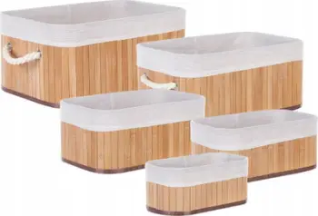Set shportash Beliani Talpe, 5 copë, bambu, ngjyrë druri e hapur