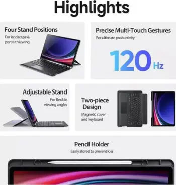 Kapak me tastierë Dux Ducis DK për Samsung Tab S9 Plus, Bluetooth, mbajtëse stylus, i zi
