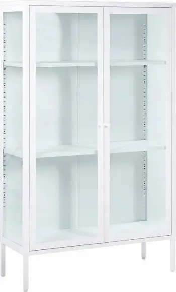 Vitrinë Beliani NASH, metal dhe xham, 90 cm, e bardhë
